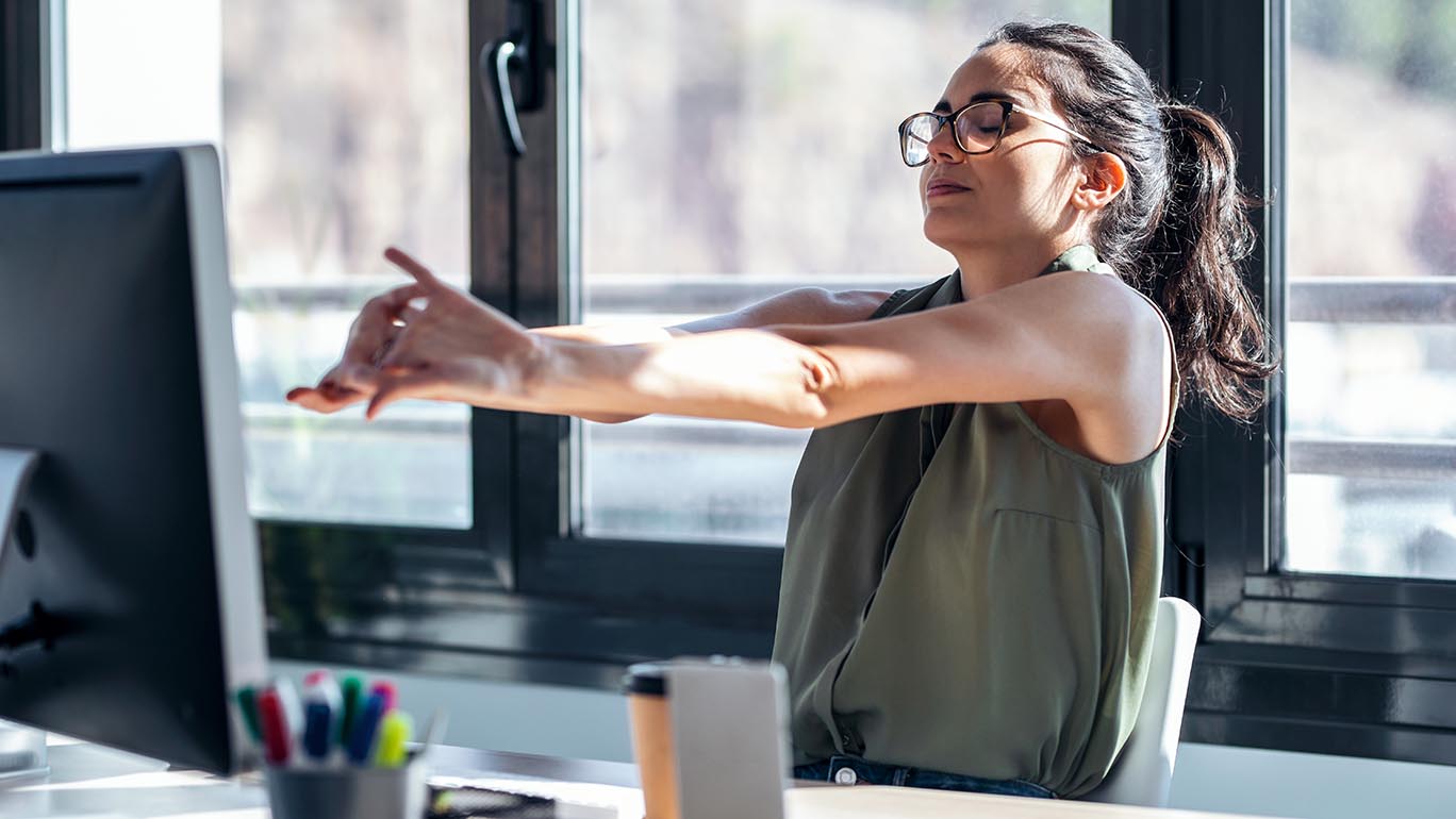 improve your posture and take stretch breaks like this throughout the day